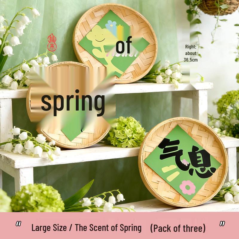 Spring Bamboo Plate Hanging Ornament Set for Teahouse and Homestay Decor & Photography Backgrounds