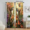 2 Pcs   Versatile Polyester Transparent Curtains for Home Decoration Hummingbird & Lavender Butterfly for Use In Bedrooms and