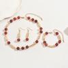 1 Set of Retro Maillard-Style Caramel-Colored Irregularly Dyed Imitation Amber Beaded Necklace, Bracelet, and Earring Set In Palace Style