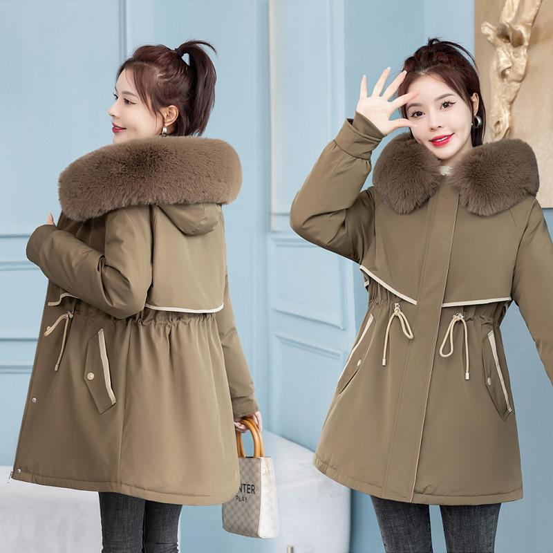 Pie Overcomes Women's One Clothes Three Wear Medium and Long Removable Slim Skinny Cotton Clothes Winter Fashion Warm Jacket