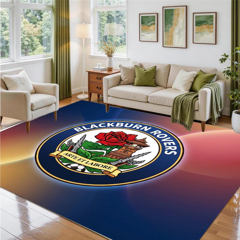 Blackburn Rovers Football Design Crystal Velvet Rug Soft Decorative Mat for Bedroom Entrance