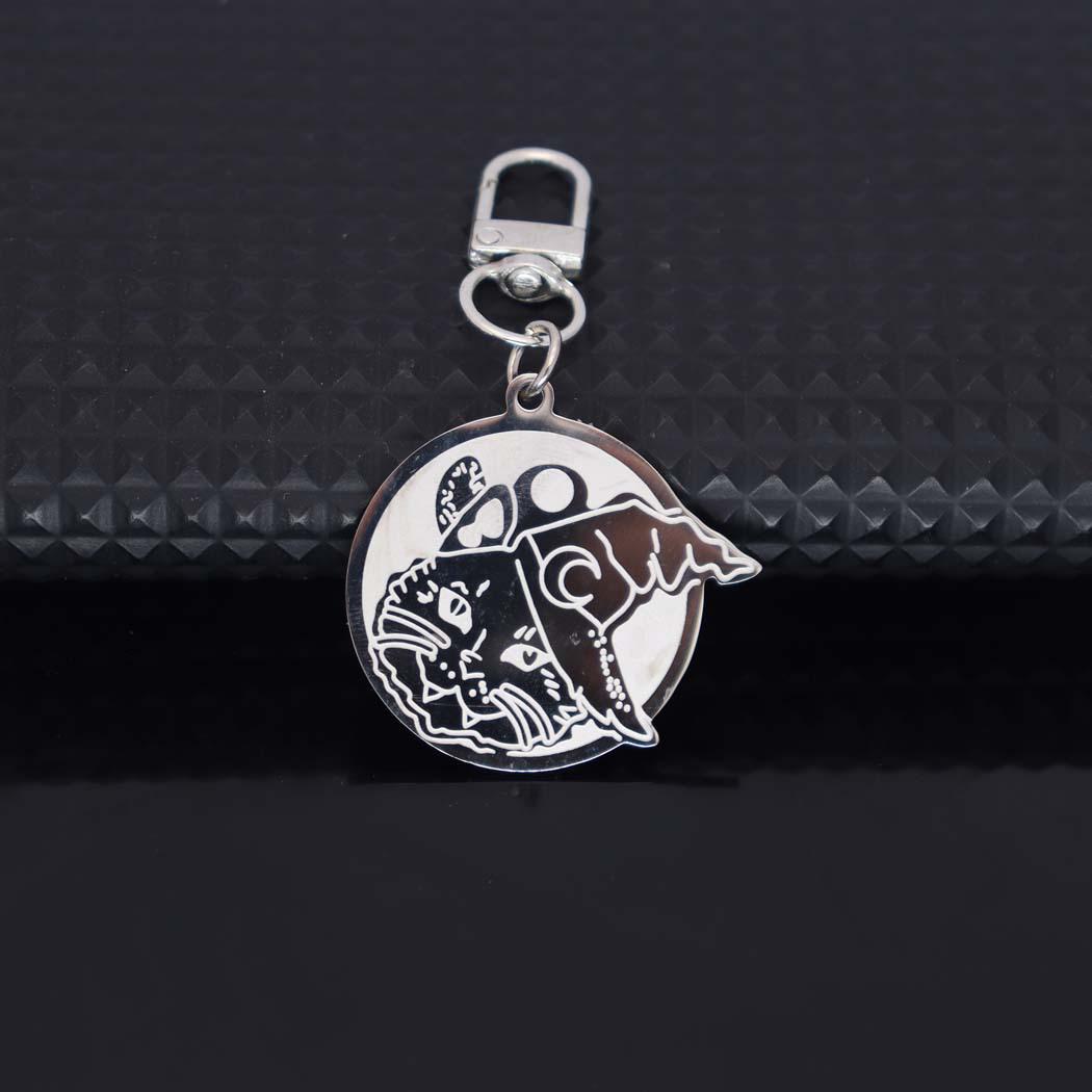 Stainless Steel Electroplated Little Cat Keychain Pendant for Men and Women серебряный