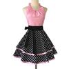 Polka Dot Printed Cotton Apron Kitchen Cooking Baking Smock Dress for Women Maid Work