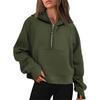 Autumn and Winter Yoga Clothes Women's Sports Half-chain Hoodie Sweater Loose Short Plus Velvet