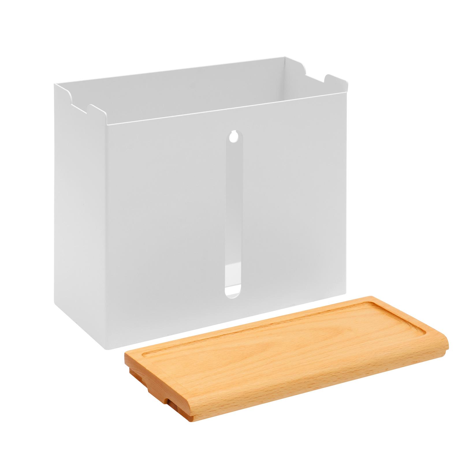 

Paper Towel Box with Wood Lid Wall Mounted Hand Towel Dispenser with Visible Window for Kitchen Bathroom Drilling Installation белый