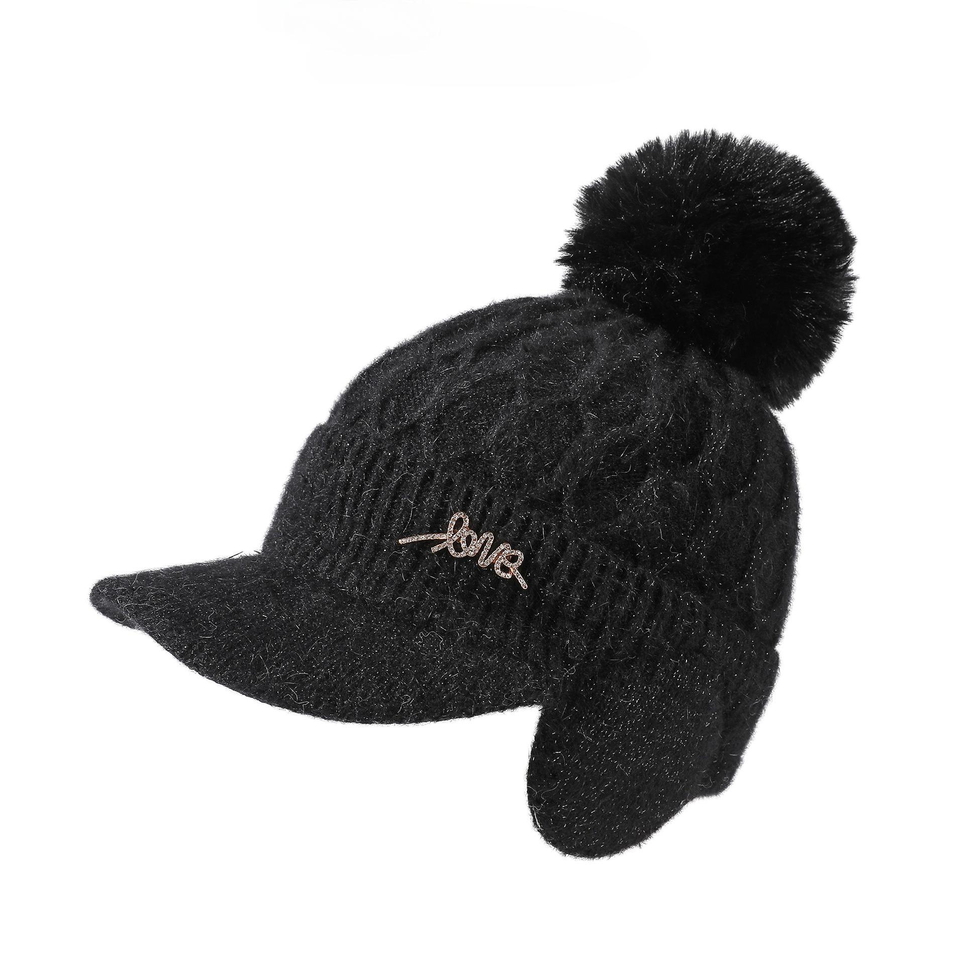 

Осень и Зима Бархатная Теплая Однотонная Женская Шапка с Защитой Ушей Милый Помпон Короткая В Корейском Стиле Бейсболка чёрный