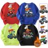 2026 New Boys' Fleece-Lined Cartoon Print Sweatshirt - Autumn/Winter Long Sleeve Trendy Children's Top