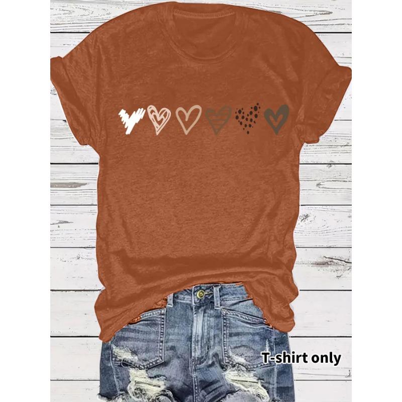 Women's Summer Premium Sense of Fashion Heart Pattern New Short-sleeved T-shirt