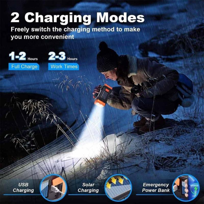 High Power Led Flashlights Camping Torch Work Light Solar Charge 4 Gear USB Rechargeable Light Waterproof Light for Outdoor