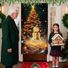 Christmas Door Banner 70x35 Inch Fluorescence Holiday Sign Christmas Front Door Decoration Cover for Porch Farmhouse Indoor