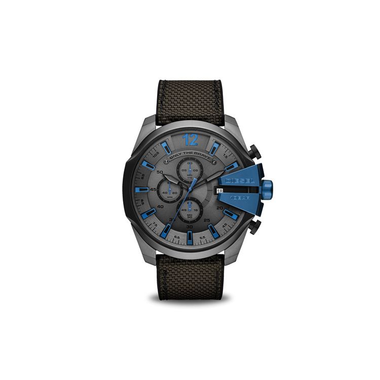 

Diesel Mega Chief Armor Series Watch Quartz Movement Nylon Strap Gray Dial Men watches DZ4500 Black Blue