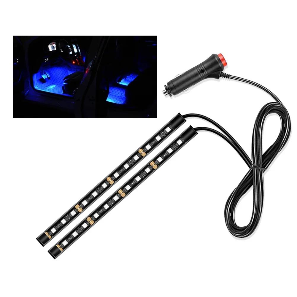 Led Bar Car Interior Backlight Ambient Mood Foot Light With Cigarette Lighter Decorative Atmosphere Lamp Auto Accessories 12V