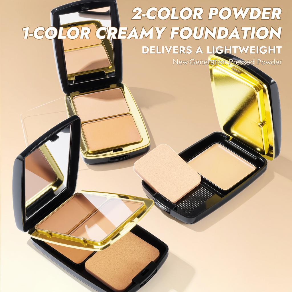 MISS ROSE 3 Color Setting Powder Compact with Mirror Puff Oil Control