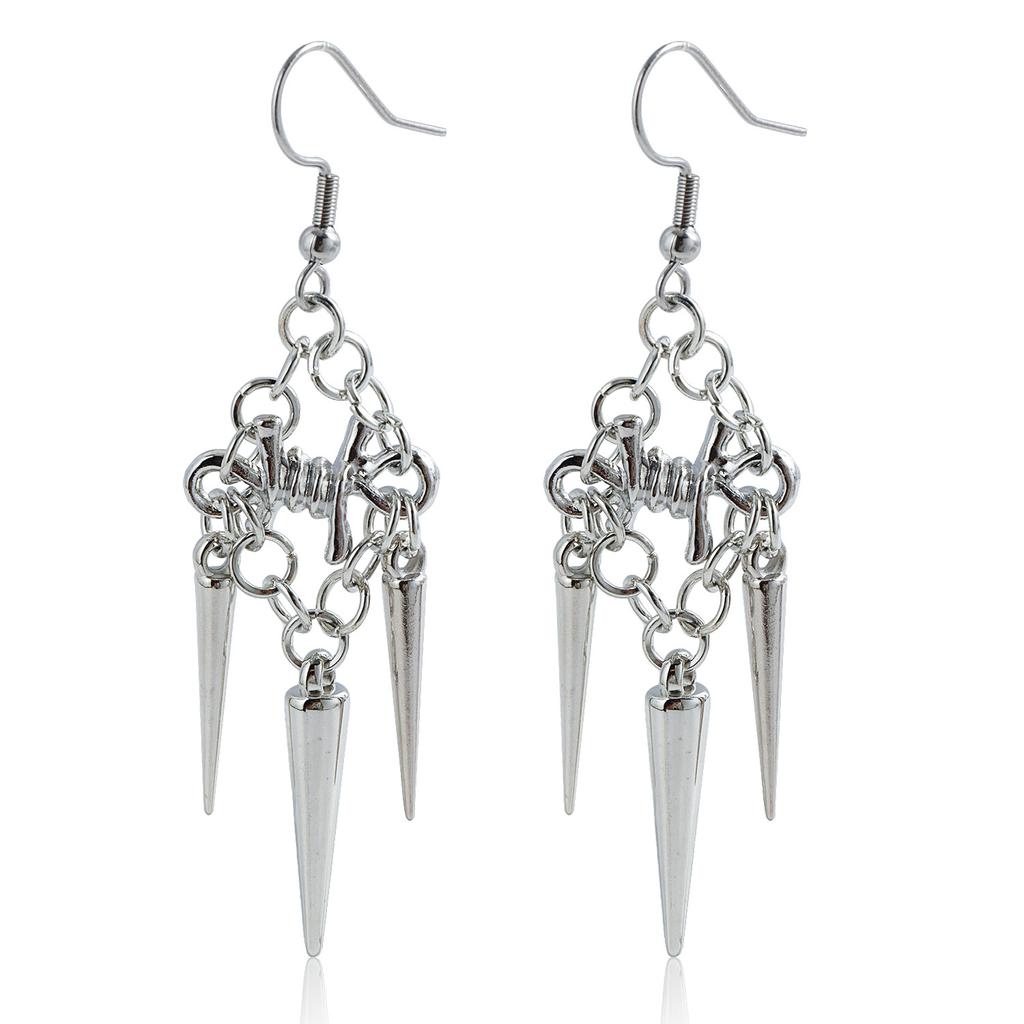 Gothic long fringed rivet pendant, ear hanging earrings, trendy thorn earrings