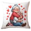 New Valentine's Day Pillow Cover Fun Watercolor Valentine's Day Old Couple Push Cover Home Cushion Cover