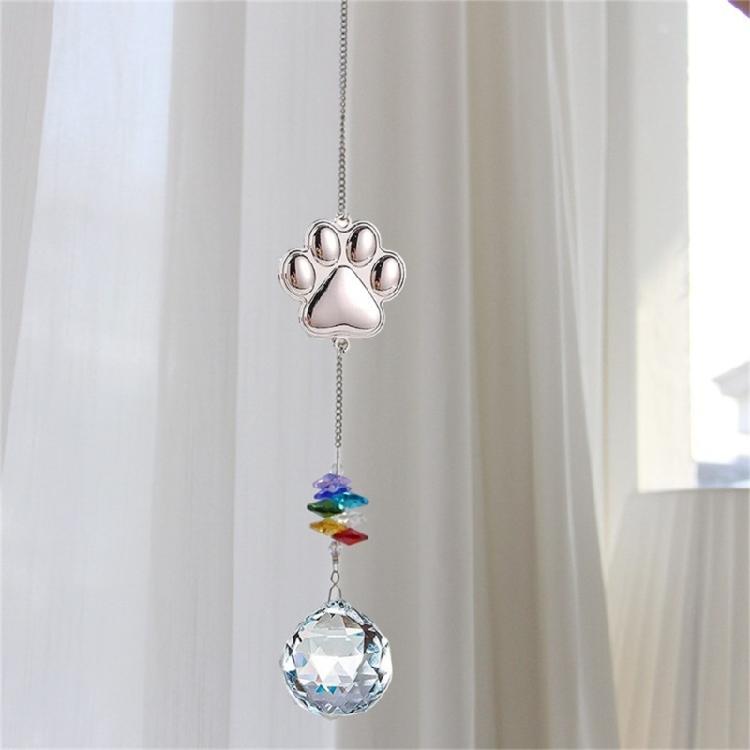 Crystal Animal Paws Charm Memorial Suncatchers Metal Pendant Indoor and Outdoor Decorative Memorial Gift for Pet Lover