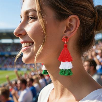 1 pár Lógó Fülbevaló Sport Témájú Baseball Foci Kosárlabda Stílusú Könnyű Puha Réteges Bojtos Piros Fehér Zöld Fülbevalók Szurkolói Kiegészítők