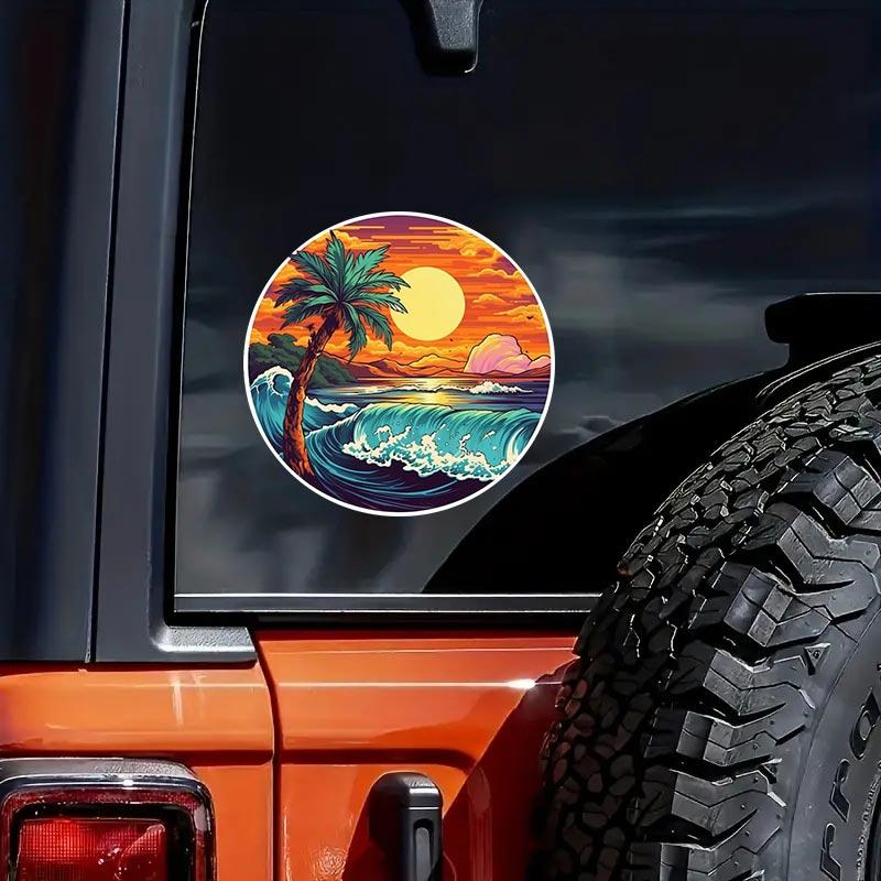 Hawaiianische Strand Autoaufkleber Wasserdichte Vinyl-Abziehbilder Auto Karosserie Fenster Stoßstange Dekor Motorrad Helm Aufkleber TM132