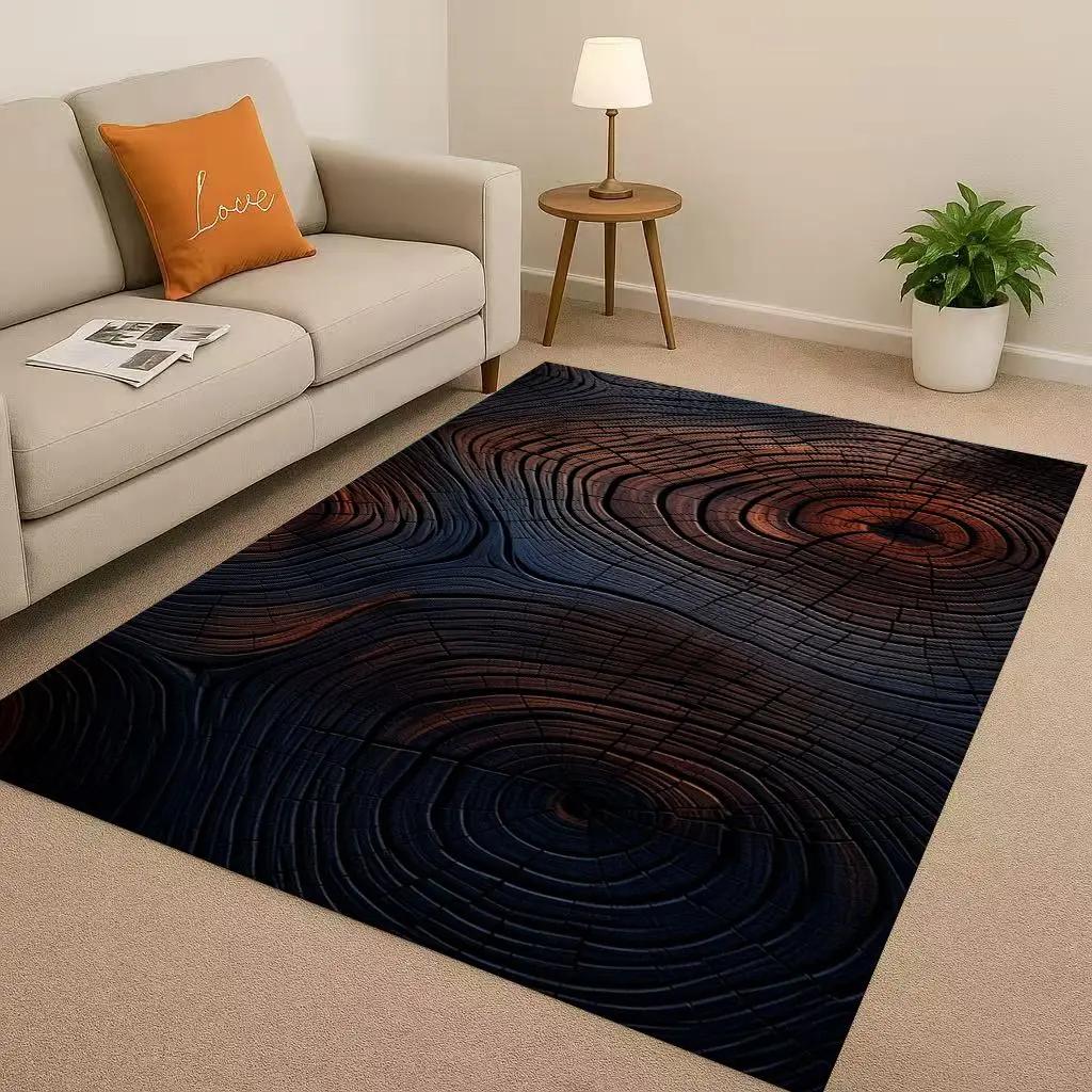 Classic Wood Grain Tree Growth Ring Brown Gray Living Room Non-Slip Area Rug Carpet For Bedroom Playroom Sofa,Home Decor Doormat