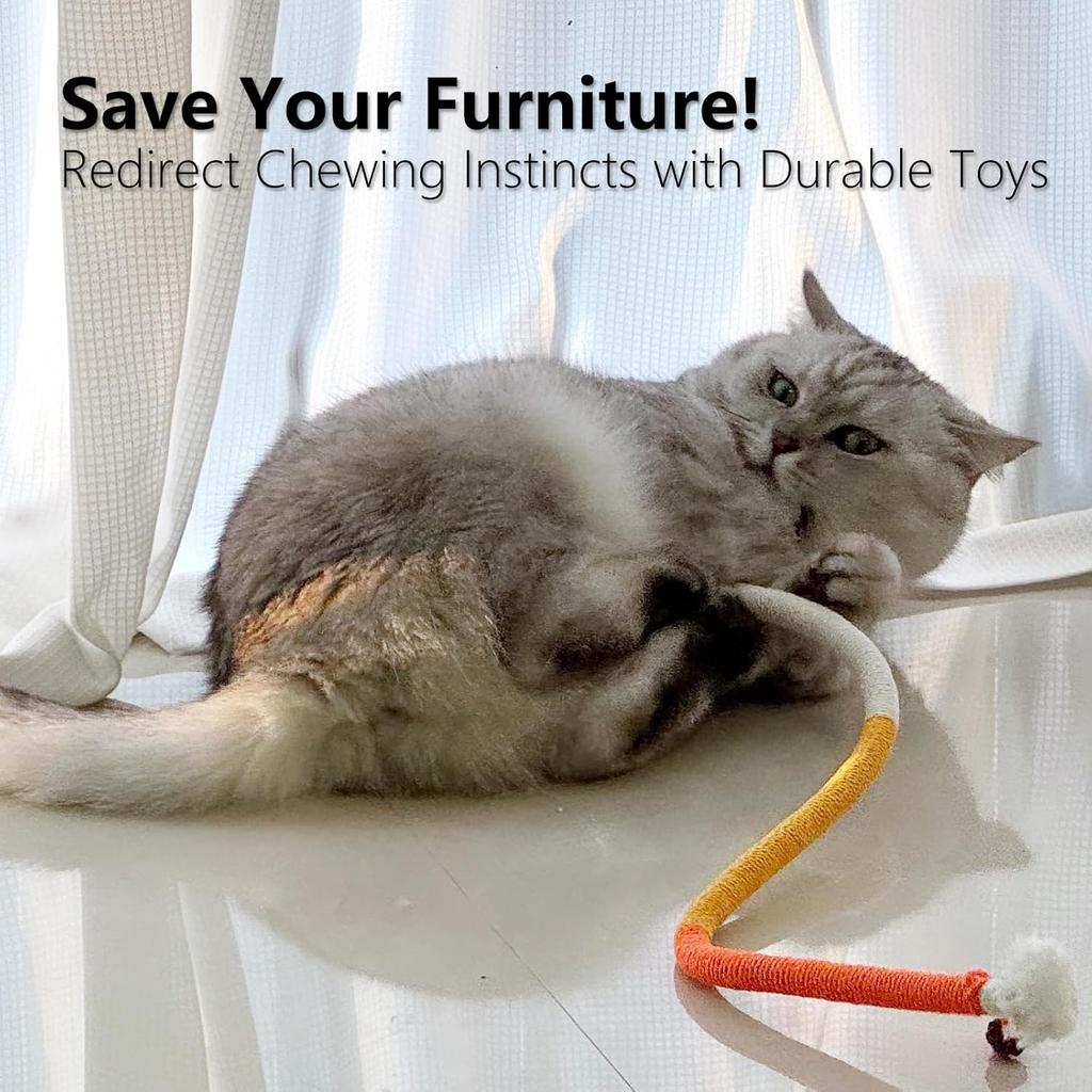 1PC Cat Toys Chew Rope Safe Teeth Cleaning Toy for Indoor Kittens, Interactive Cat Nip Kitty Toys for All Breeds