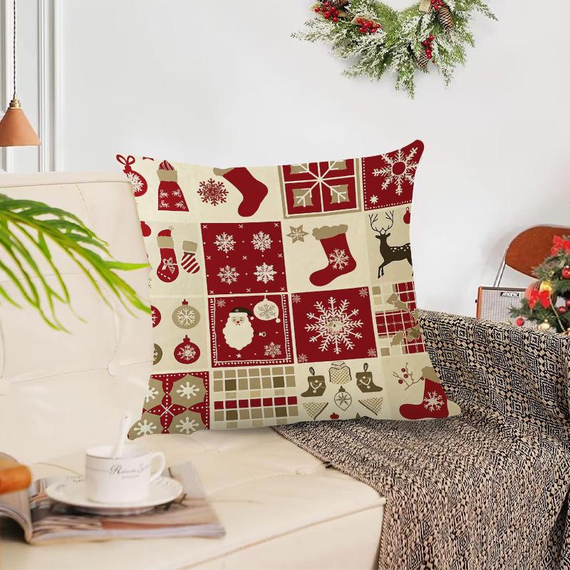 Christmas Tree Socks Print Pillowcase Christmas Holiday Living Room Sofa Decoration Pillowcase Waist Pillowcase