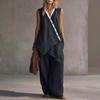 2026 Summer Bohemian V-neck Button Vest and Wide-leg Pants Set for Beach Holidays