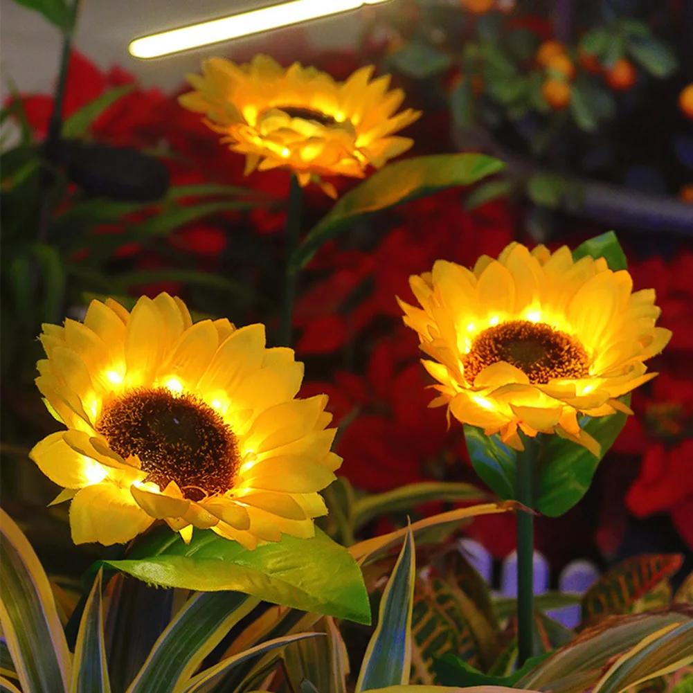 LED Sunflower Landscape Lighting Waterproof Solar Lawn Walkway Lighting Easy Installation Automatic Switch for Courtyard