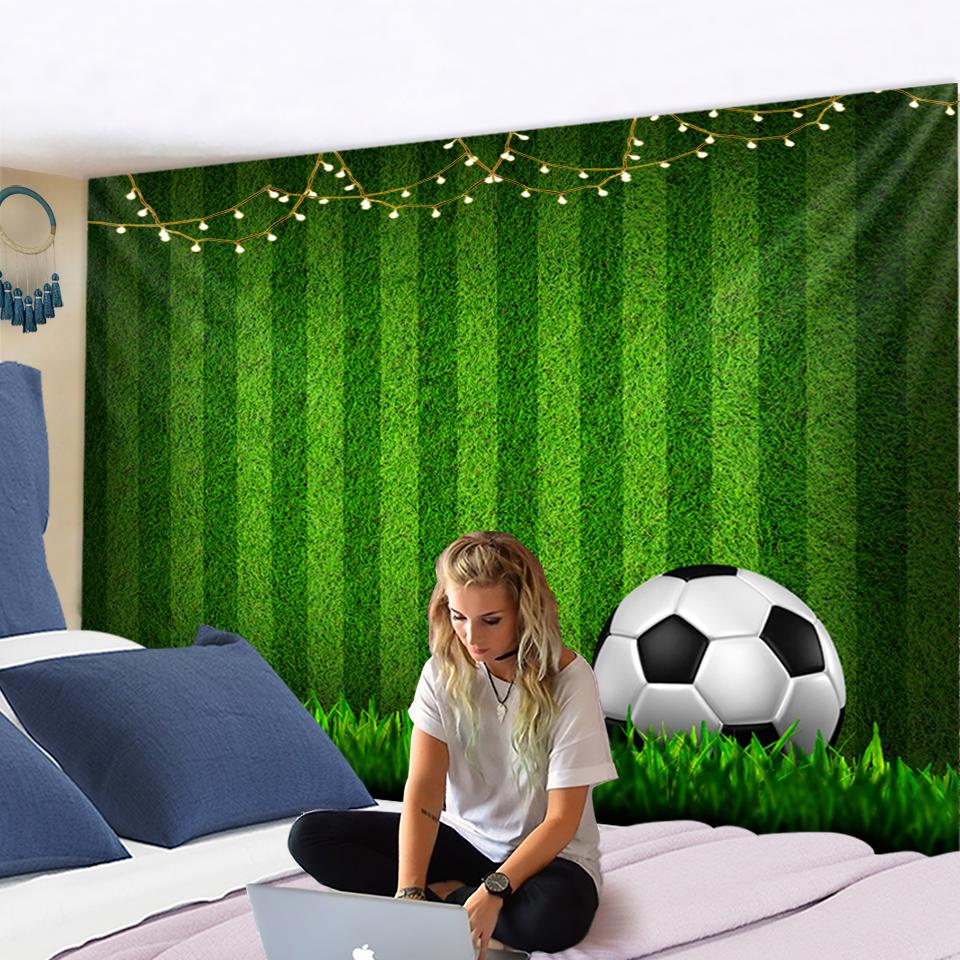 Green Grassland Football Field Tapestry Wall Hanging Spanish Football Carpet Bohemianwind Hippie Room Decor Background Cloth