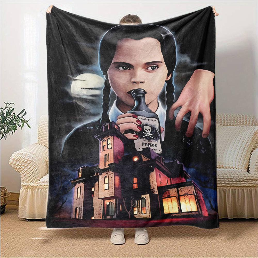 1pc Addams Family Wednesday1 Blanket, Gift, for Men and Women, Soft Blanket, Good for Sofa Bed Couch Travel, Lightweight Flannel Blanket