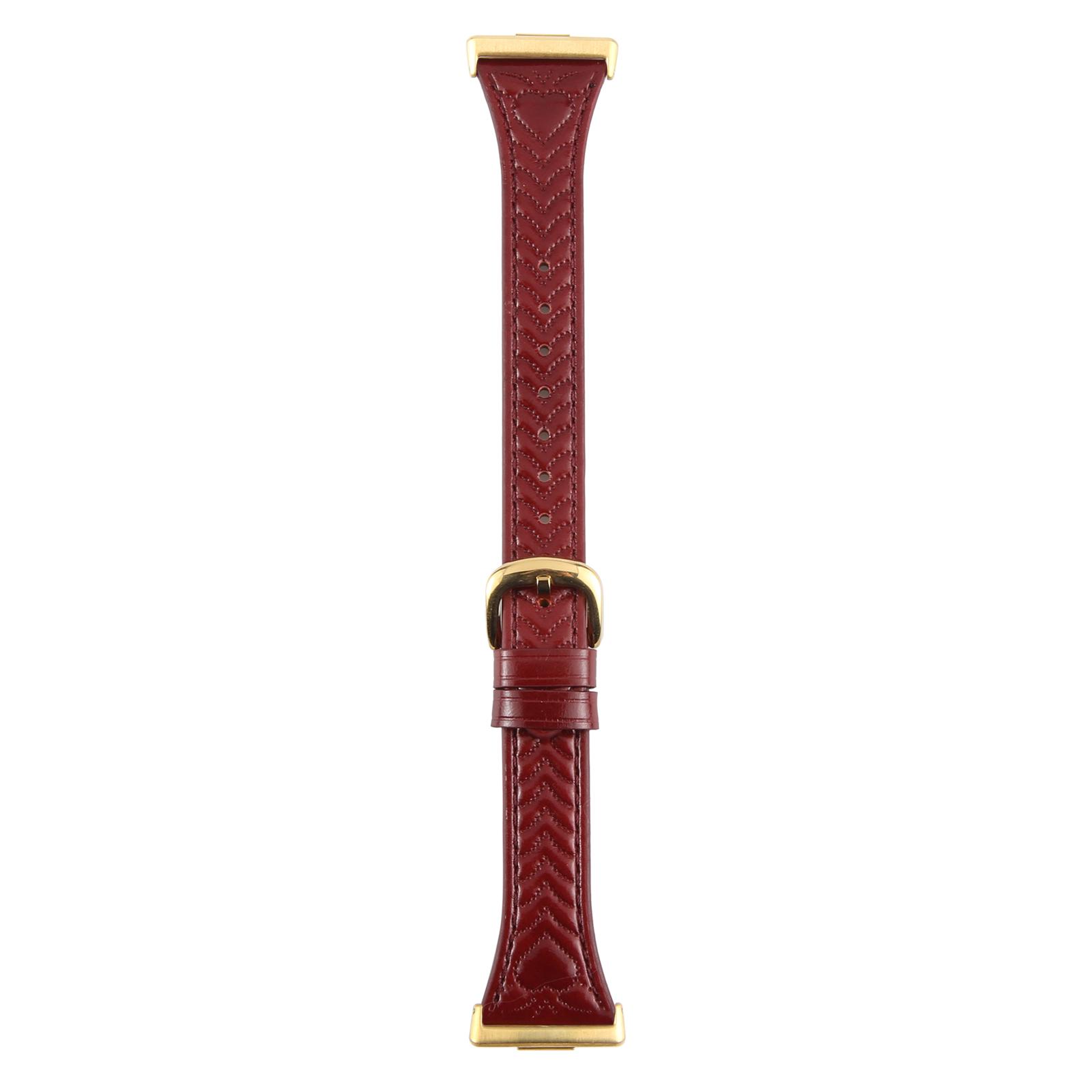 

For Huawei Watch Fit 2 Heart Pattern Embossed Watch Band Cowhide Leather Strap Wine Red