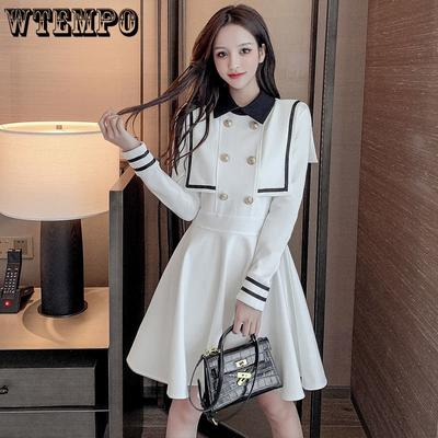 Women's Dress In Spring and Autumn Season Design Sense Dress Long Sleeve A-line Skirt with Waistband and Plush Thickened Outer-wear Skirt