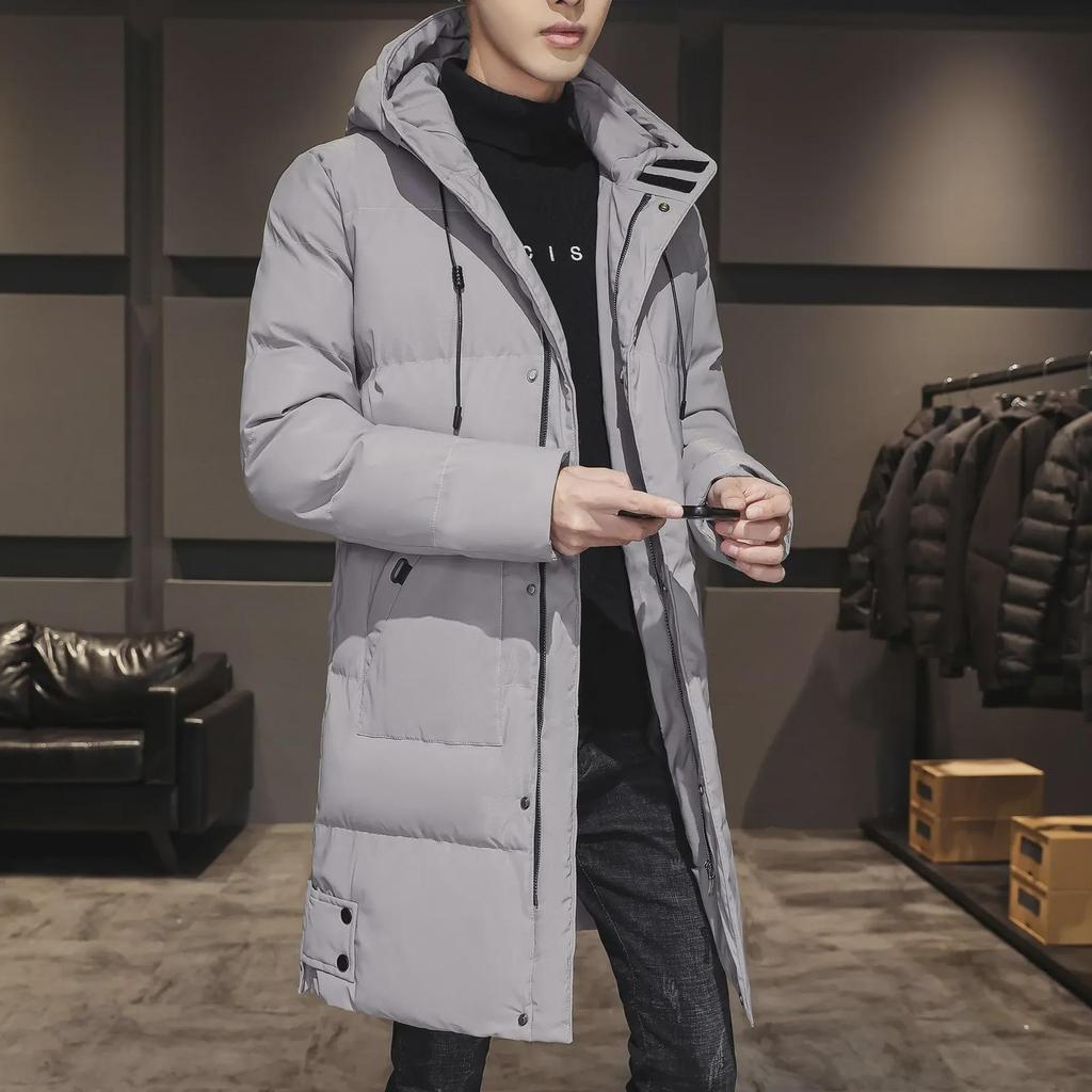 2023 Men's Thickened Mid-Length Korean Style Winter Cotton Coat - Trendy and Warm