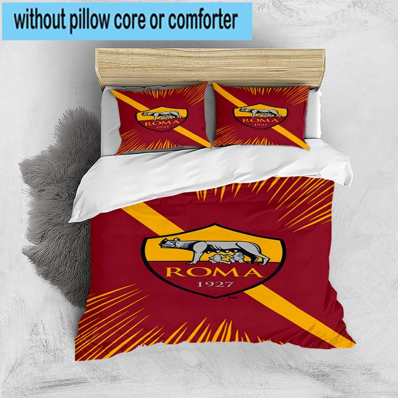Set Biancheria da Letto Stampato 3 Pezzi Wolf Football Club Roma Copripiumino Chiusura Include 1 Copripiumino & 2 Federe Set Biancheria da Letto Arredamento Casa Regali