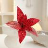 Realistic Christmas Artificial Flowers Sequin Mesh Poinsettia Flower  New Year Decor