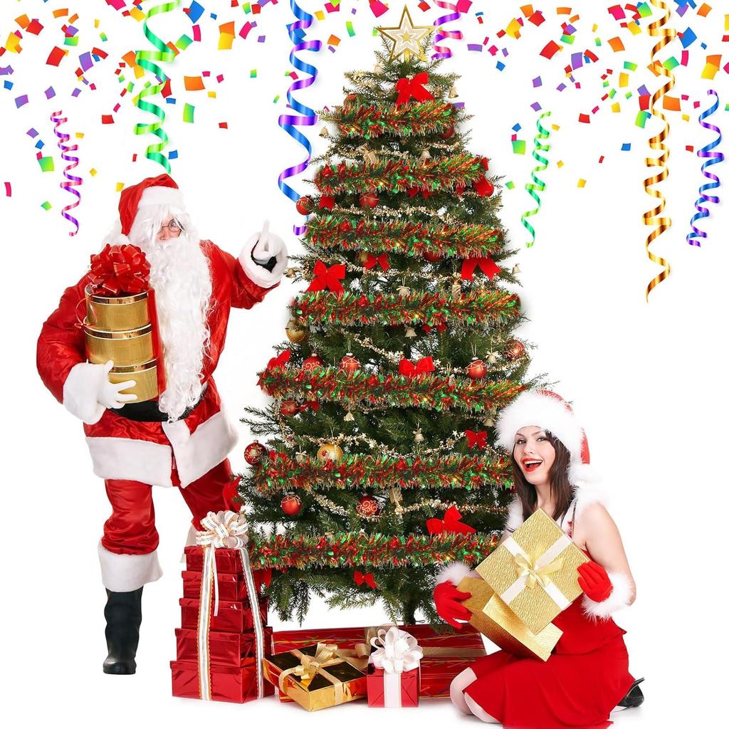 2/50M Christmas Tinsel Garlands Decoration Bar Tops Red Green Wreath Xmas Tree Ornaments Party Home Staircase Decor Pendant Prop