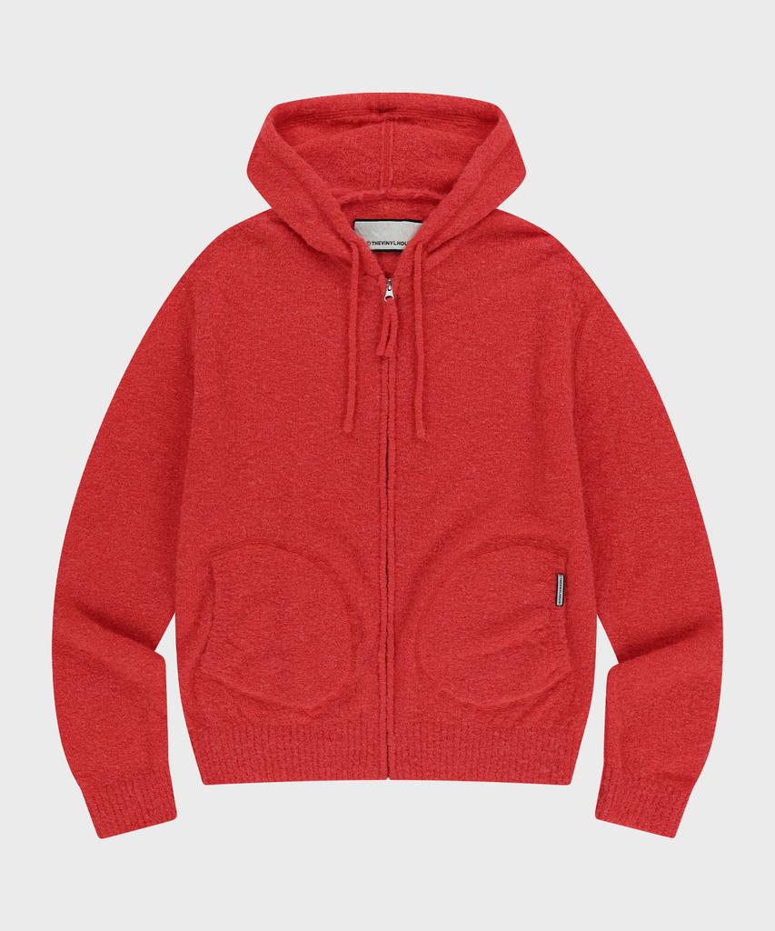 Thevinylhouse Round Pocket Knit Zip-Up Red