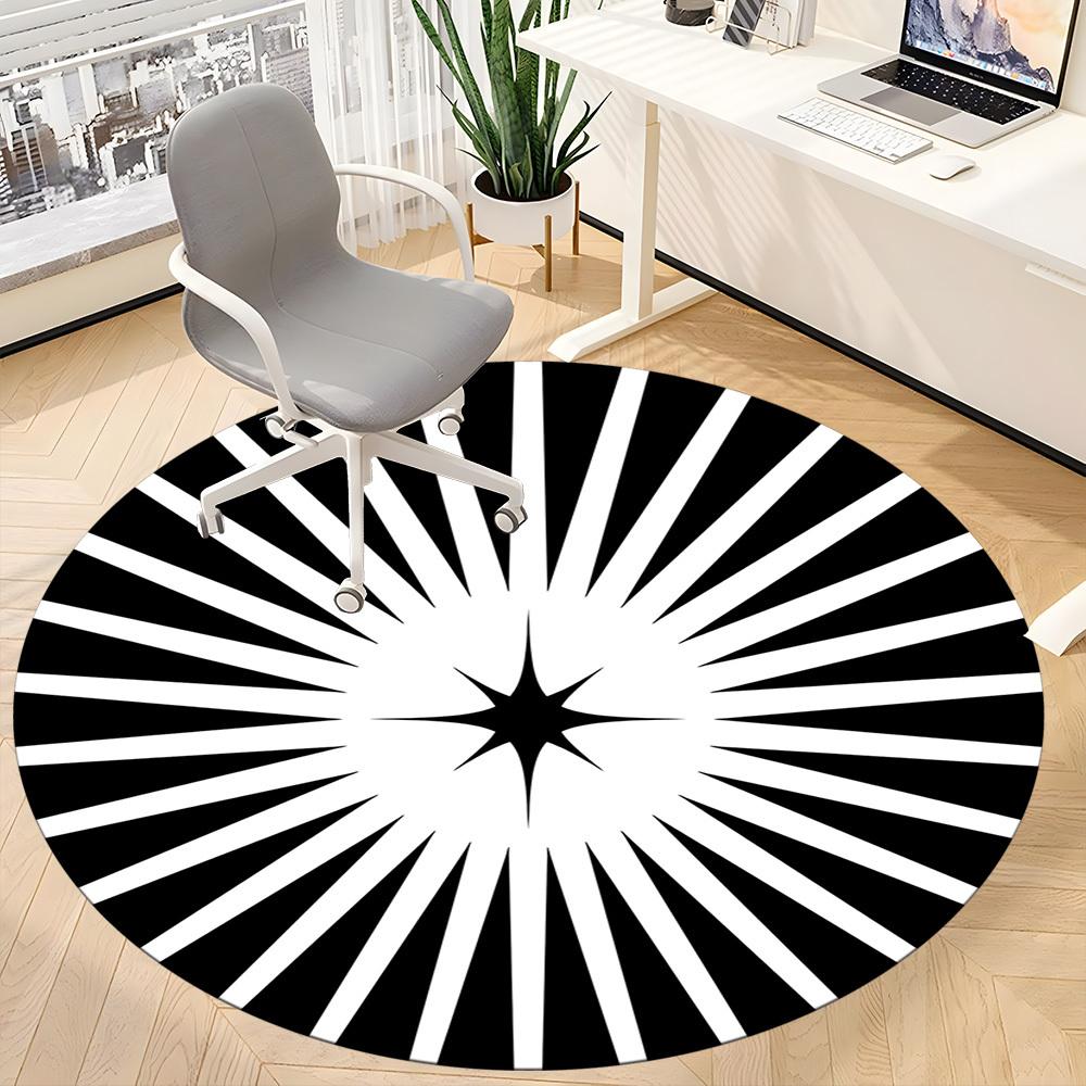 1pc Sunburst Pattern Office Round Area Rug,  Mat Suitable For Office, Under Office Chairs Bedroom Living Room Home Decor, Room Deco