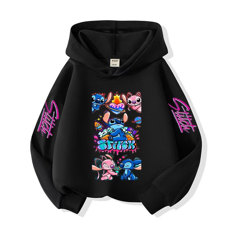 

Детское худи Милое худи для девочки Милая мультяшная Q-версия Стич Толстовка Удобный рождественский комплект Праздничный подарок 100