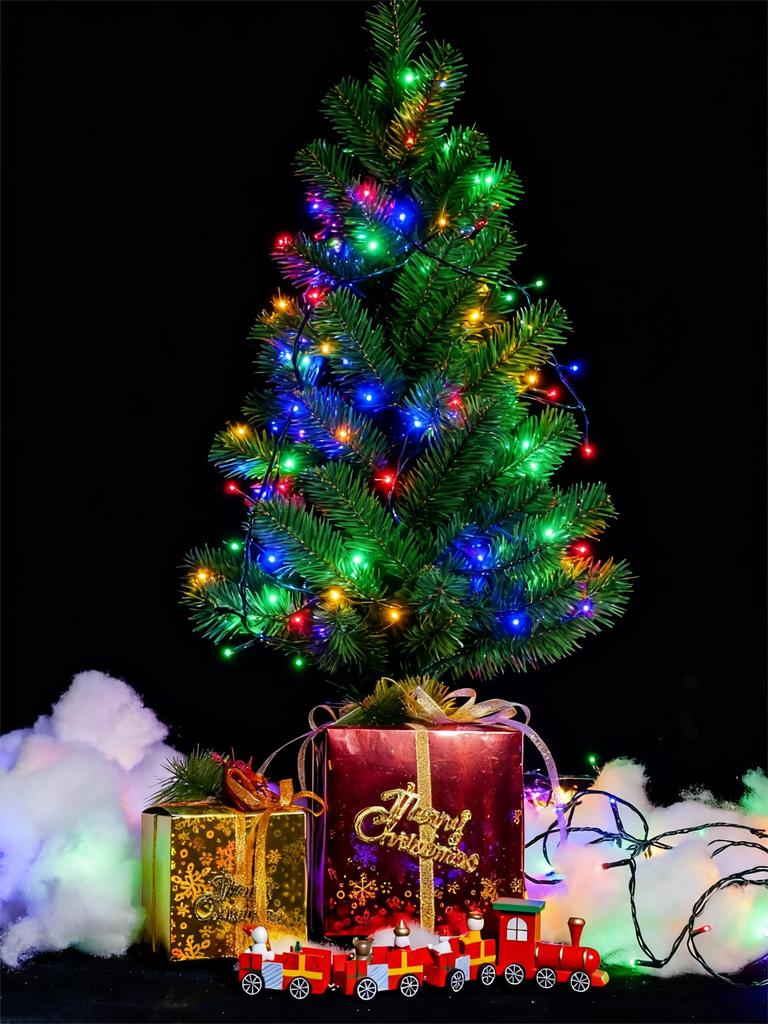 RPGT 300 32 Meter Dark Green Christmas Tree 30V Safe Low 8 Ideal for Christmas Outdoor and Indoor Decorations LEDs, 4-Color Mix, Wire, Lighting,