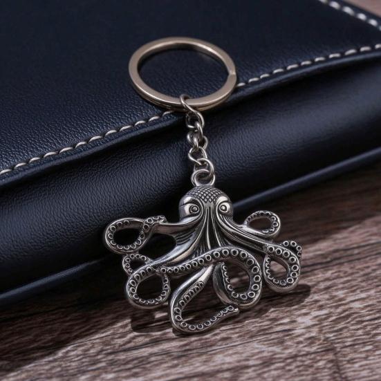 Keychain Pendant Octopus Design Multi-Tentacled Ocean Charm Alloy Key Chain Compact Size Backpack Bag