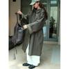 Womens Oversized Hooded Windbreaker Coat Longline Casual Streetwear Outwear In Chenille Fabric