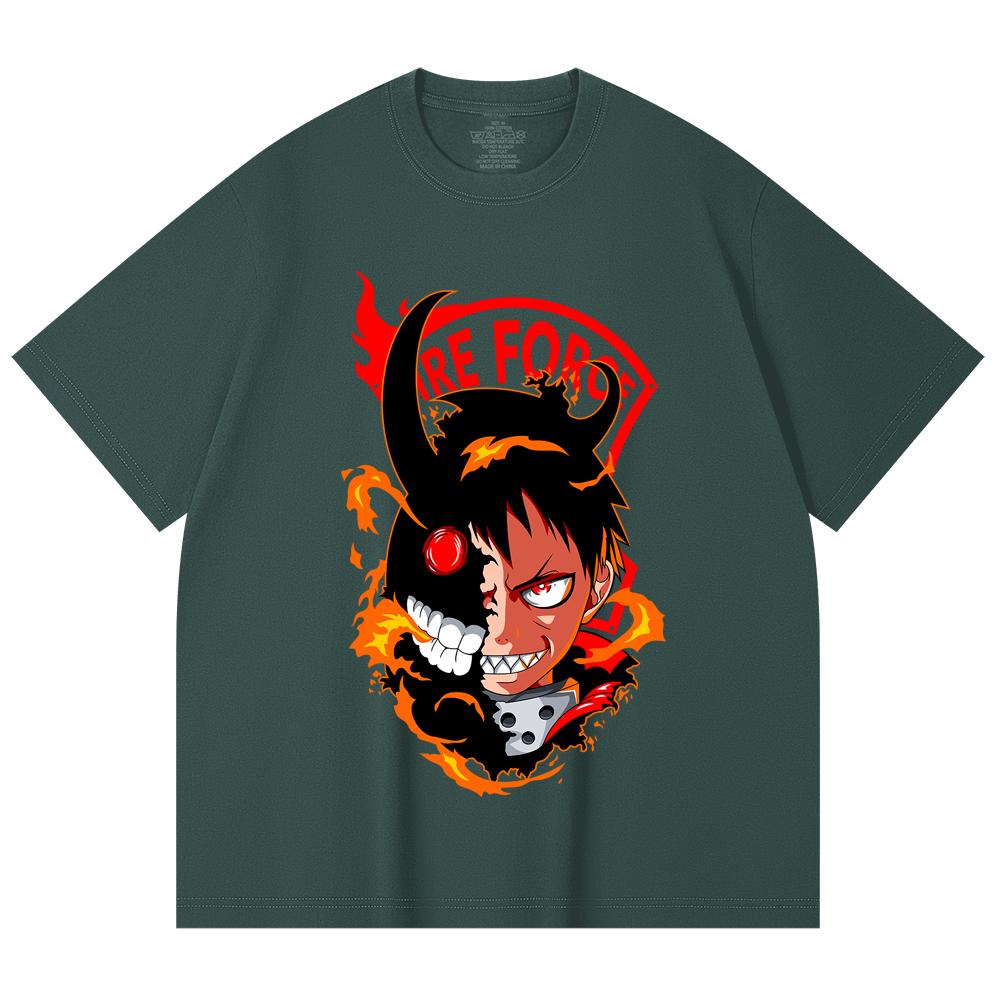 230 Gsm 100% Cotton Fire Force V1 Shinra Print Unisex Heavy Cotton T Shirt