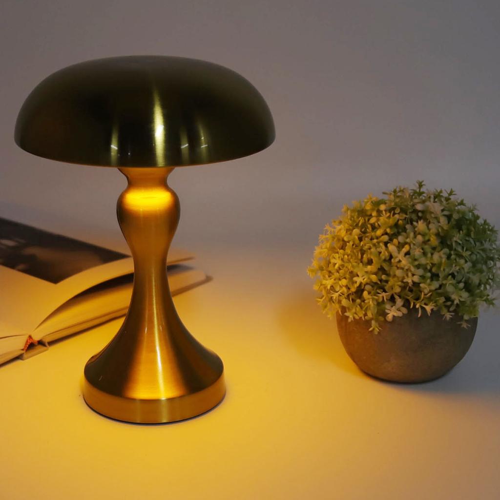 Table Lamp Rechargeable Mushroom Shape 3 Speed Color Temperature Touch Stepless Dimming Night Light for Home
