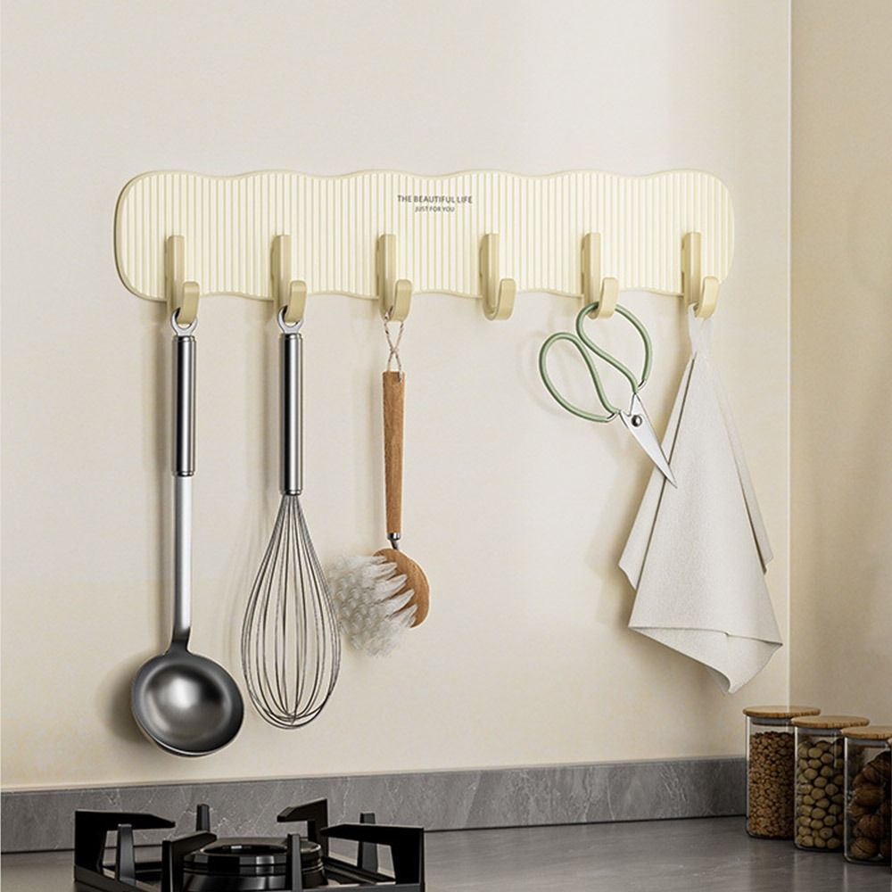 Wall Mounted Six Rows Hooks Heavy Duty Kitchen Storage Hook Towels Robe Hook  Home Organization
