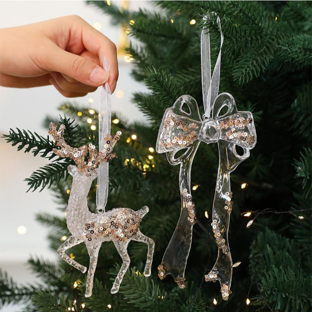 Transparent Acrylic Crystal Ornament Lightweight Sequin Hanging Pendant Christmas Tree Ornament For Centerpiece Holiday
