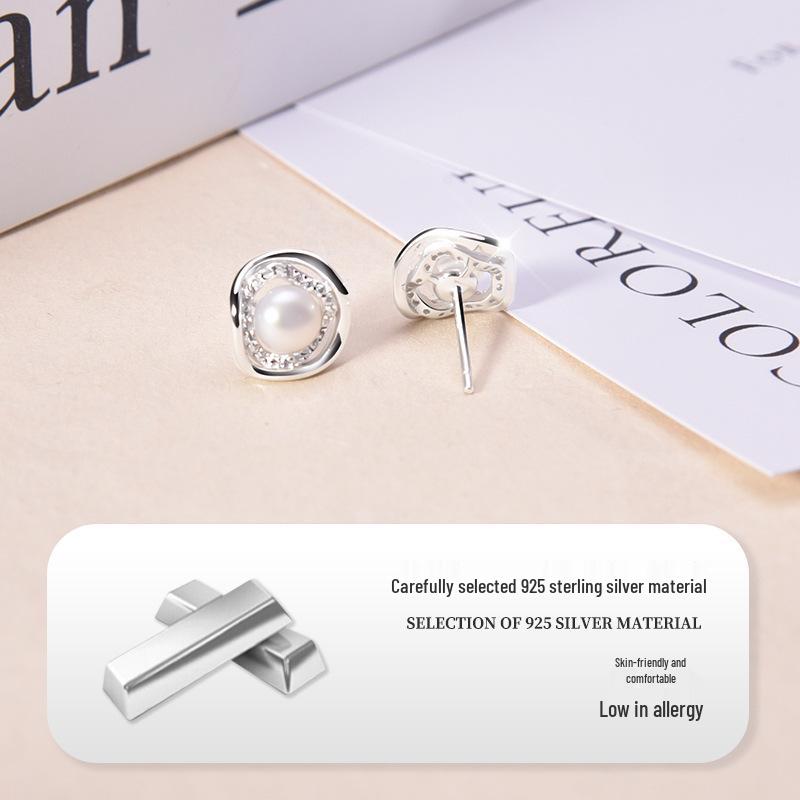 Irregular Pearl Stud Earrings for Women - 925 Sterling Silver Valentine's Day Gift