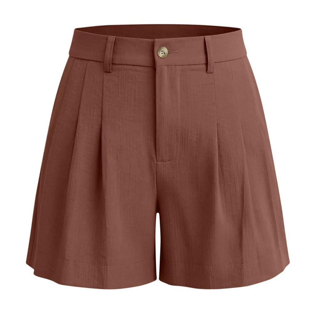 Damen Reißverschlusstasche Falten Casual Shorts 2026