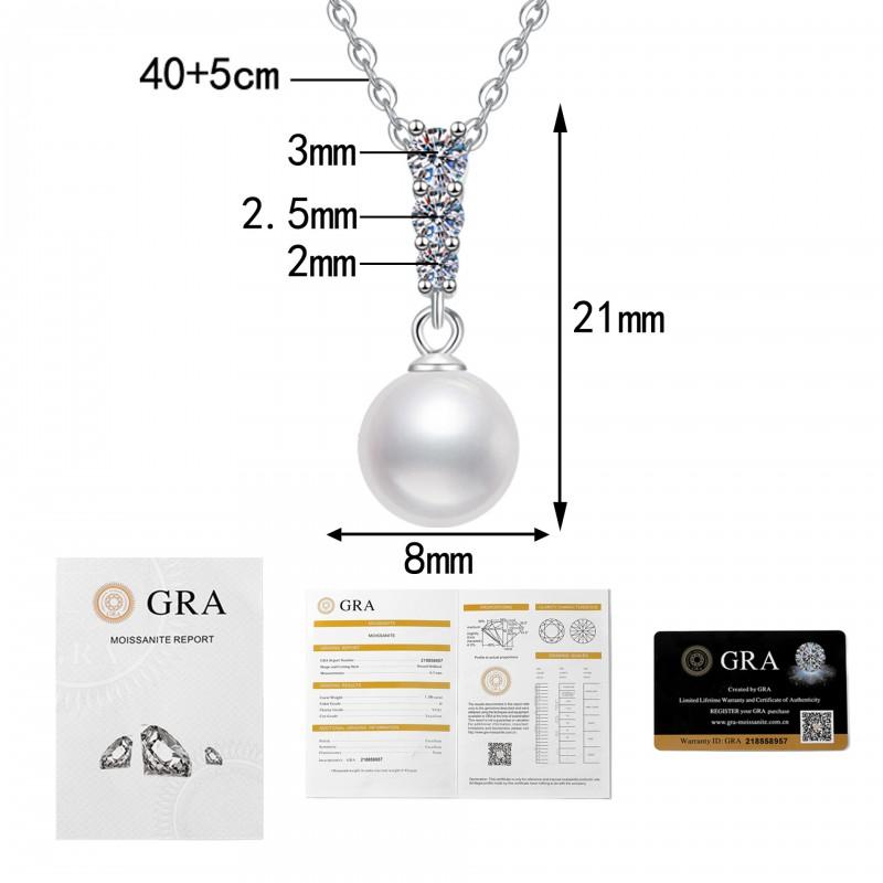 Moissanite Shell Pearl Necklace Clavicle Chain Women Vintage Elegant Light Luxury Jewelry