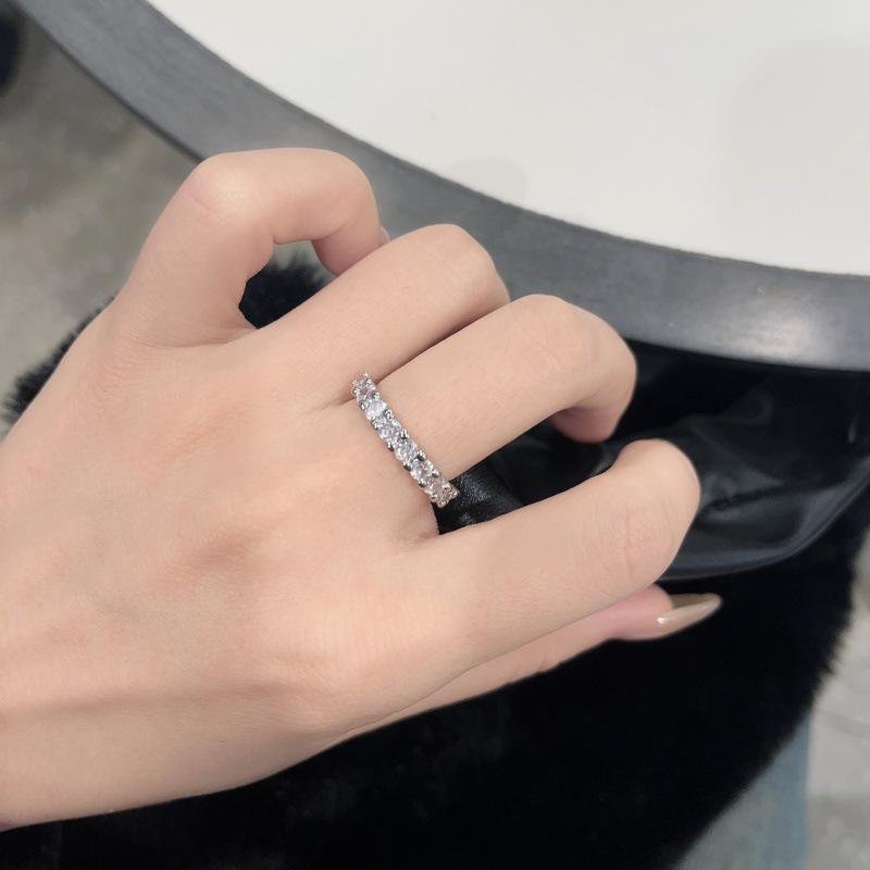 Cold Wind Advanced Opening Inlaid Square Flash Zirconium Ring Women'S Trendy Design Index Finger Ring