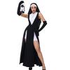 Halloween Gothic Nun Costume Long Split Dress Set Women Stage Party Cosplay